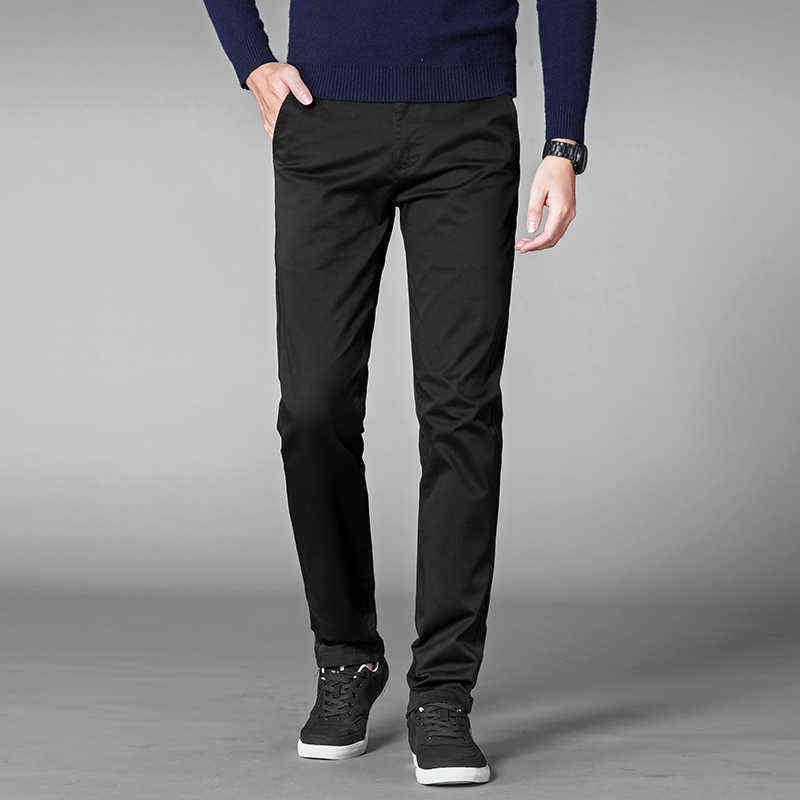 4 Colors Casual Pants Men Classic Style Business Elastic Cotton Slim Fit Trousers Male Gray Khaki Plus Size 42 44 211112