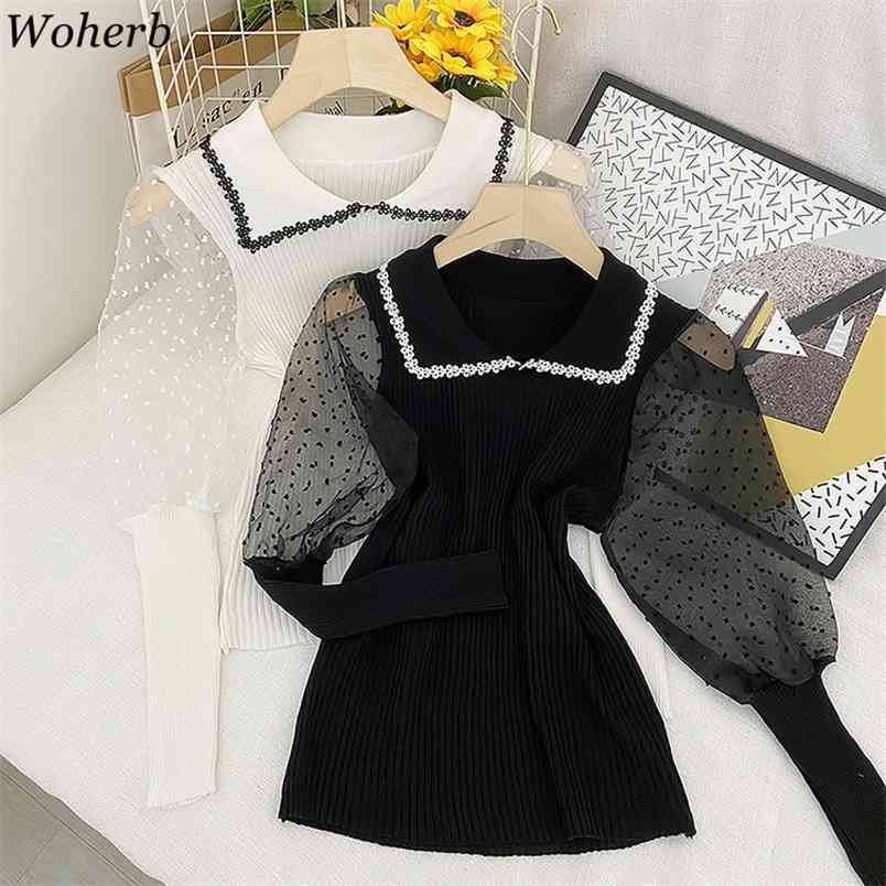 Long Puff Sleeve Ins Tops Women Knitted Stretch Solid Blouse Polka Dot Mesh Casual Shirts Blusas Femininas Elegante 210519, Black
Long Puff Sleeve Ins Tops Women Knitted Stretch Solid Blouse Polka Dot Mesh Casual Shirts Blusas Femininas Elegante 210519, Black