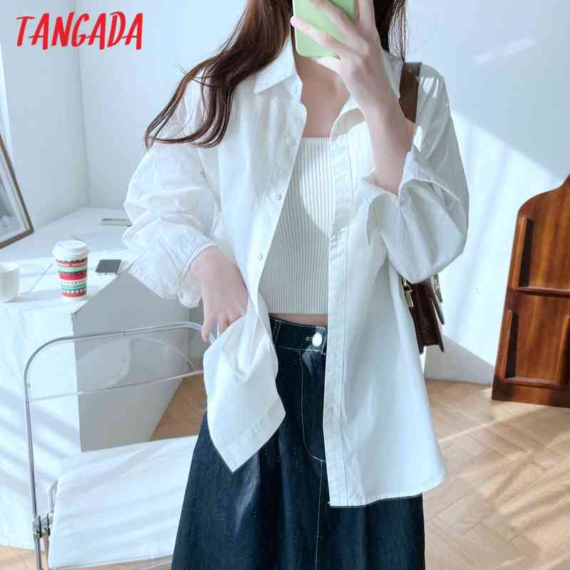 Women Solid Oversized Long Sleeve Chic Female Casual Loose Shirt Tops BA4 210416
