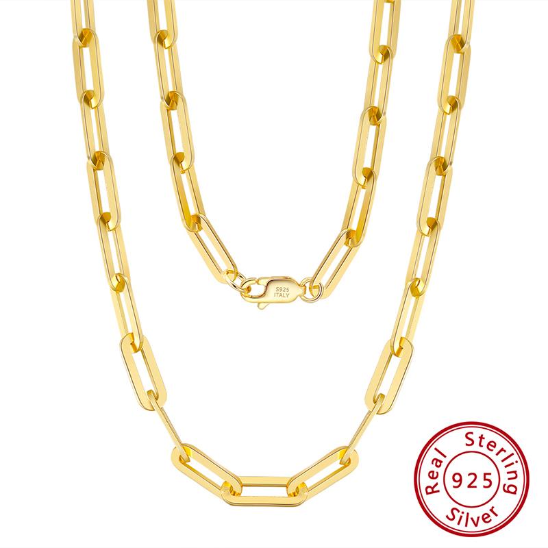 Chains 14K Gold Plated Genuine 925 Sterling Silver Paperclip Neck Chain 6/9.3/12mm Link Necklace For Men Women Jewelry
Chains 14K Gold Plated Genuine 925 Sterling Silver Paperclip Neck Chain 6/9.3/12mm Link Necklace For Men Women Jewelry