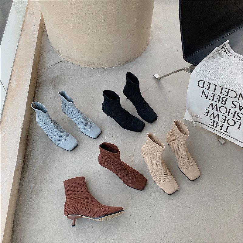 boots kitten heel stretch knitting sock women brand design square toe autumn ankle shoes botas mujer 583w, Black
boots kitten heel stretch knitting sock women brand design square toe autumn ankle shoes botas mujer 583w, Black