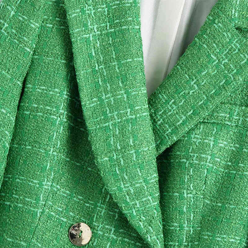 Slim Women Green V Neck Long Sleeve Coat Spring-autumn Fashion Ladies Vintage Female Single Breasted Blazer 210515