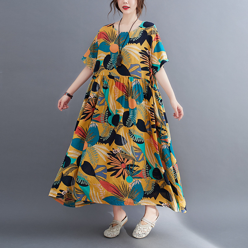 Johnature Summer Loose Leisure Fashion Print O-neck Pockets Retro Dress Simple Comfortable Women Plus Size Dresses 210521, Multi
Johnature Summer Loose Leisure Fashion Print O-neck Pockets Retro Dress Simple Comfortable Women Plus Size Dresses 210521, Multi