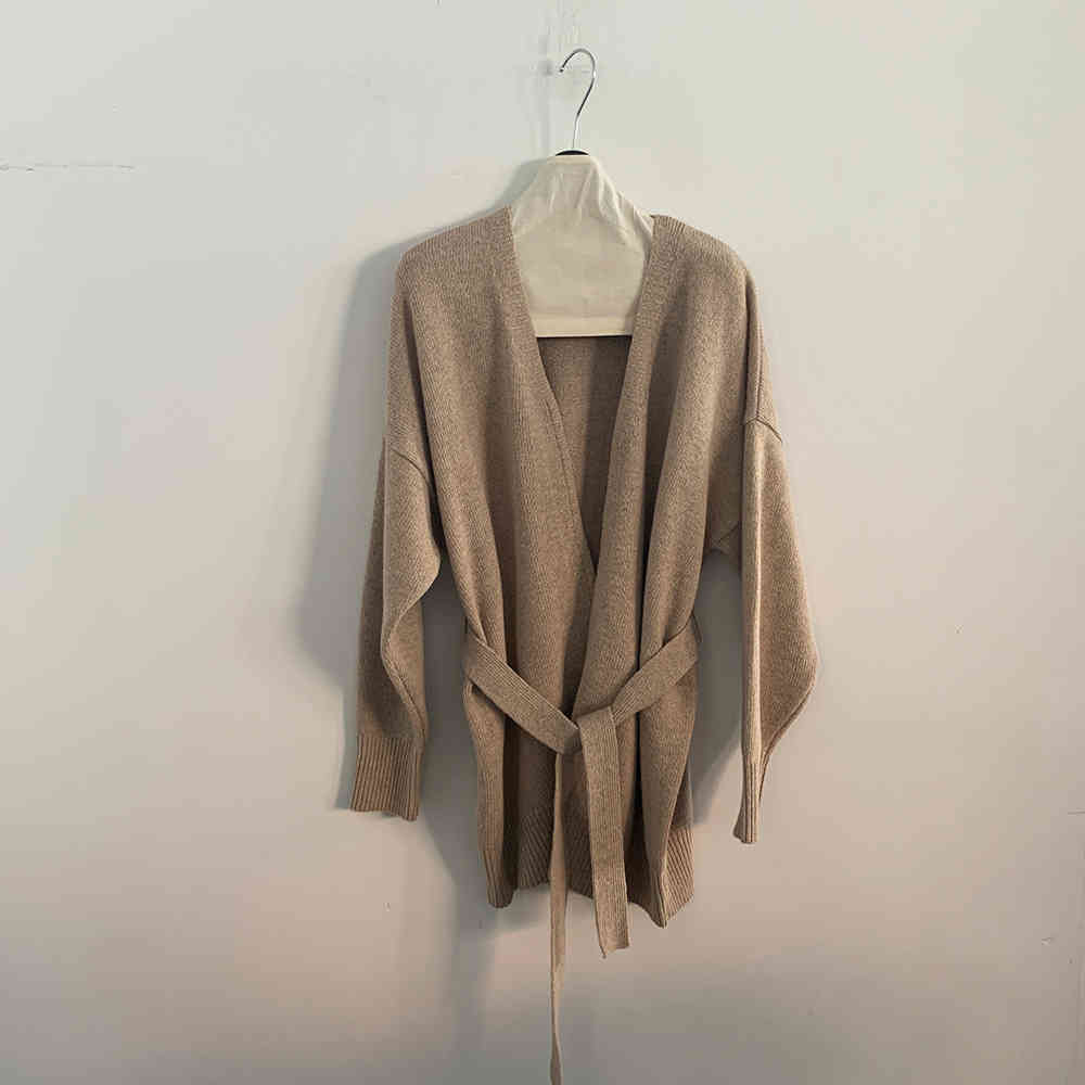 Nomikuma Autumn Winter Korean Sweater Coat Causal Belt Slim Waist Knitted Cardigan Long Sleeve V-neck Knitwear Jacket 6C678 210427