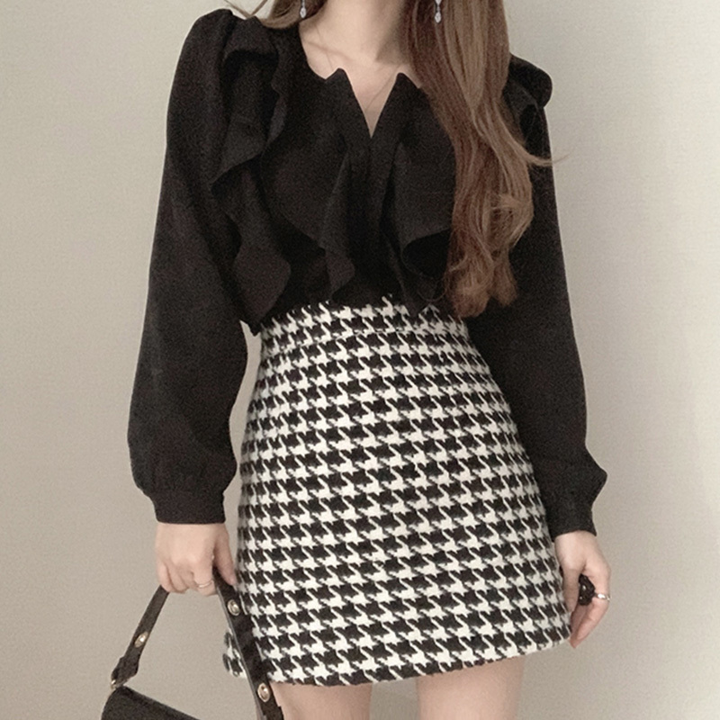 Spring Ruffle Blouse Shirt Causal V-neck Puff Long Sleeve Women Tops Korean Chic Fashion Blusas Feminimos 210519