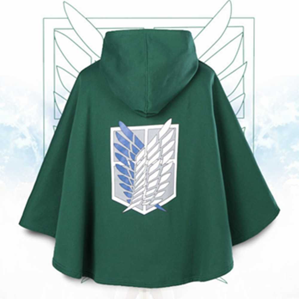 Japanese Hoodie Anime Attack On Titan Cloak Necklace Shingek No Kyojin Scouting Legion Cosplay Costume Green Back Cape Halloween Q