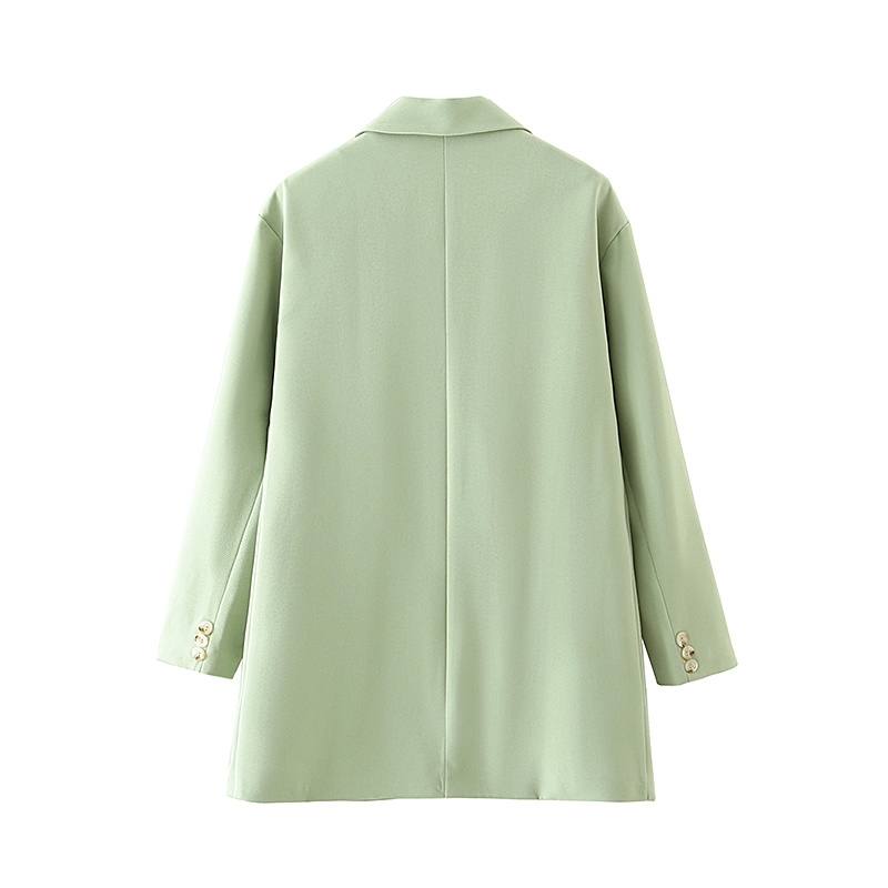 women elegant green long blazer jackets fashion ladies notched collar jacket suits vintage female chic suit girls 210527