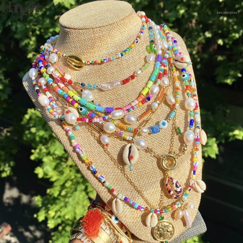 Pendant Necklaces HangZhi 2021 Bohemia Natural Shell Freshwater Pearl Colorful Glazed Eyes Beaded Necklace For Women Girls Beach Jewelry Gif, Silver
Pendant Necklaces HangZhi 2021 Bohemia Natural Shell Freshwater Pearl Colorful Glazed Eyes Beaded Necklace For Women Girls Beach Jewelry Gif, Silver