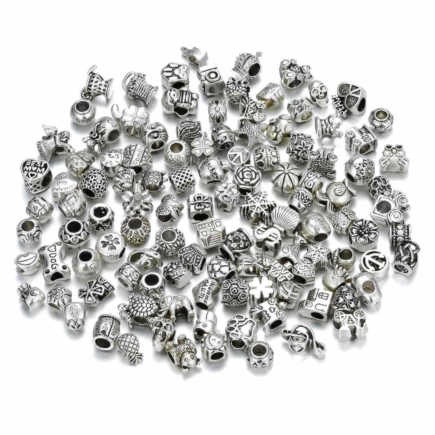 Mixed Size Big Hole Alloy Loose Beads For Jewelry Making Tibetan Silver Color DIY Bracelet Needlework Charm Wholesale Supplier
Mixed Size Big Hole Alloy Loose Beads For Jewelry Making Tibetan Silver Color DIY Bracelet Needlework Charm Wholesale Supplier