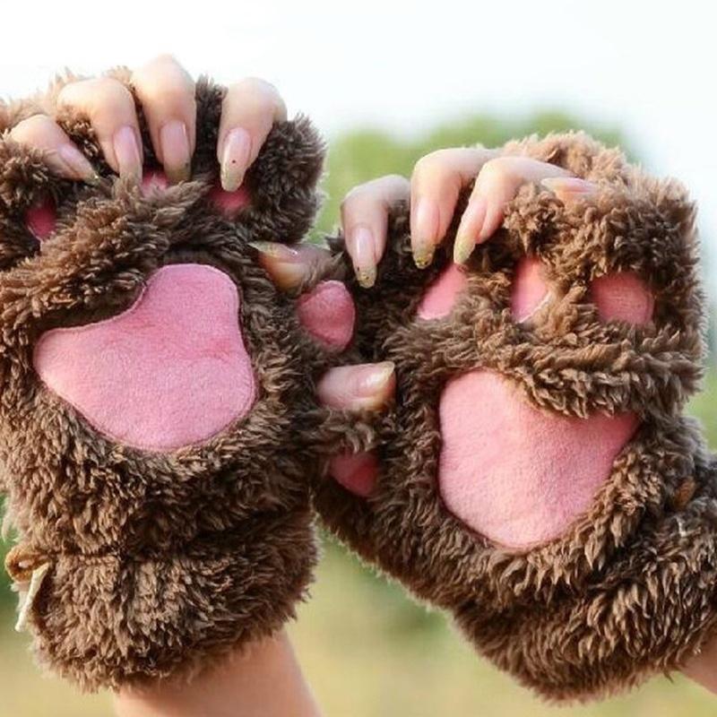 Five Fingers Gloves Half Cot Mittens Women' Winter Brown Cashmere Keep Heat Warm Cute Soft Bear Cat Fashion Party Girls Gift, Blue;gray
Five Fingers Gloves Half Cot Mittens Women' Winter Brown Cashmere Keep Heat Warm Cute Soft Bear Cat Fashion Party Girls Gift, Blue;gray