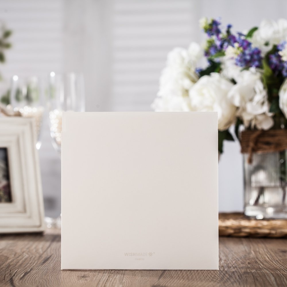 2021 Wishmade Laser Cut Wedding Invitations Kit with RSVP Cards and Thank You Card Bowknot Pearl Hollow Floral Customizable