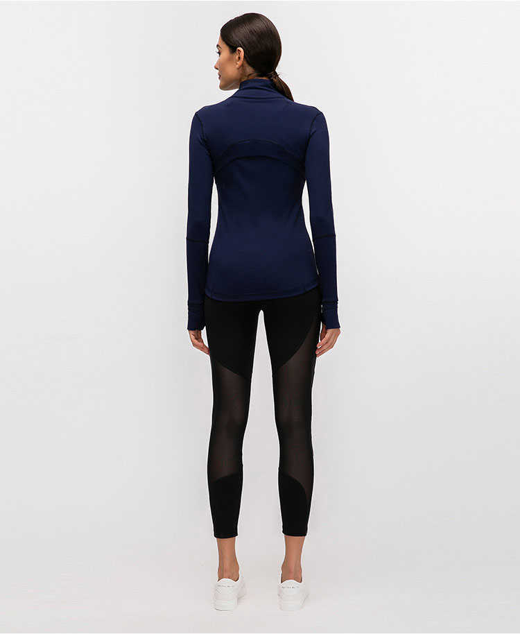 L-78 Autumn Winter New Zipper Jacket Quick-Drying Yoga Clothes Long-Sleeve Thumb Hole Training Running Women Slim Fitness Coat Wear yoga clothesv