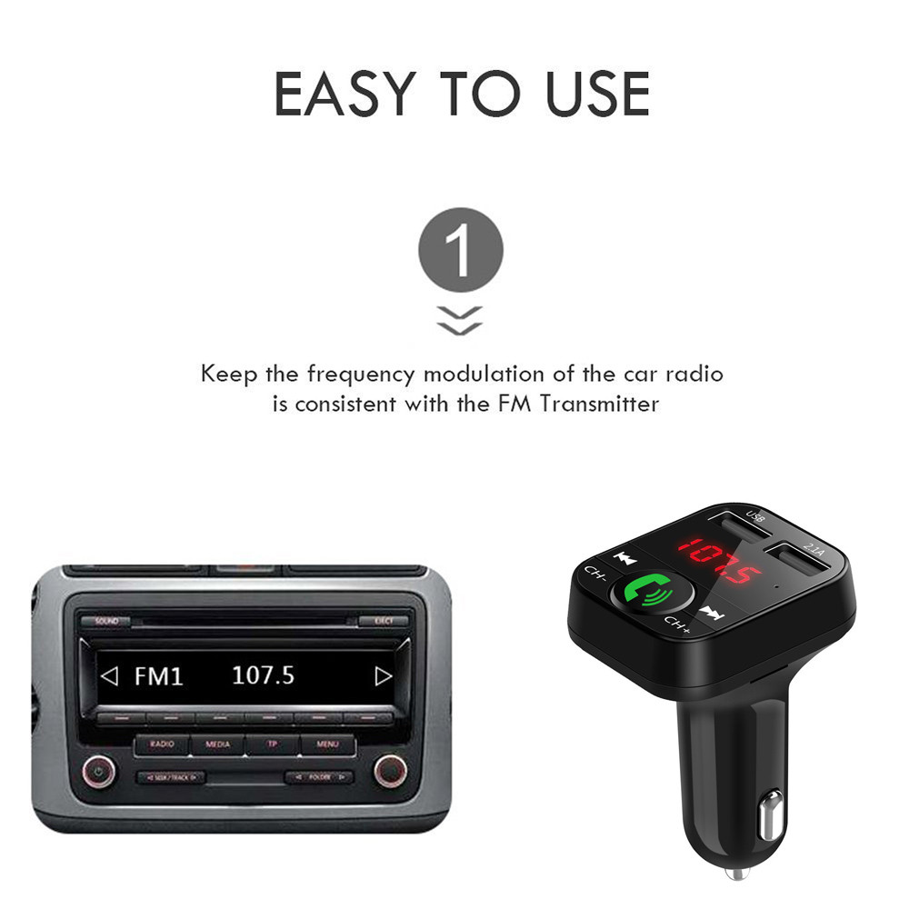Car Kit Wireless Bluetooth Fast FM Transmitter LCD MP3 Player USB Charger 2.1A Accessories Handsfree Audio Receiver