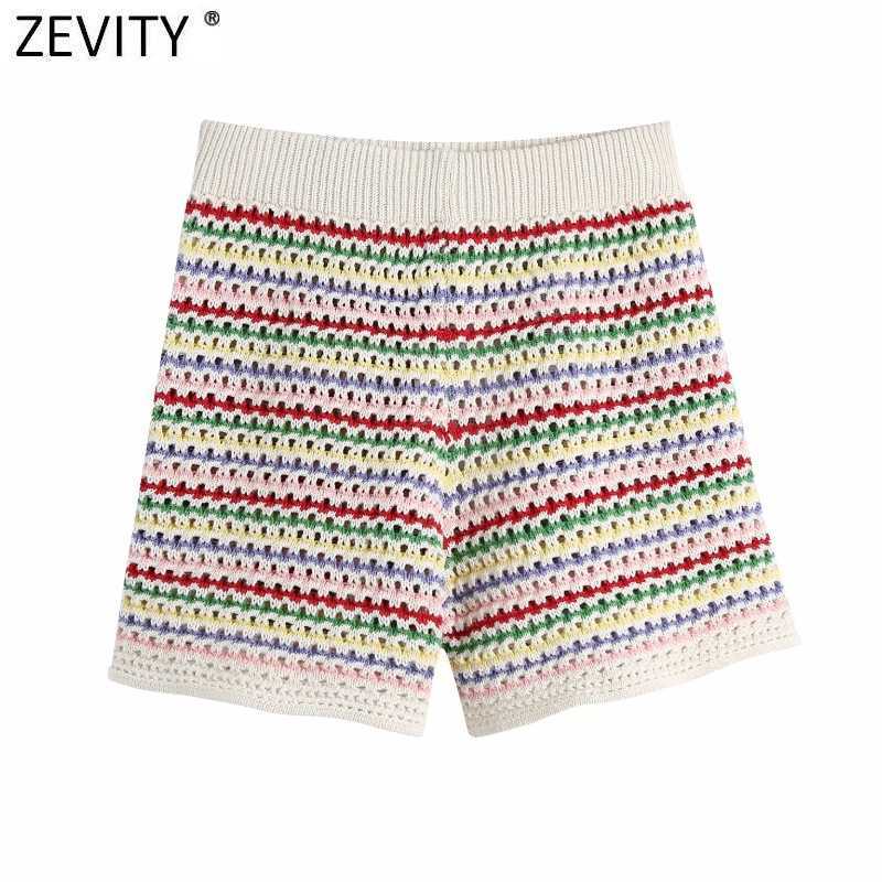 Zevity Women Fashion Rainbow Striped Jacquard Bermuda Shorts Female Chic High Waist Knitted Slim Pantalone Cortos P1021 210603, As pic p1021bb
Zevity Women Fashion Rainbow Striped Jacquard Bermuda Shorts Female Chic High Waist Knitted Slim Pantalone Cortos P1021 210603, As pic p1021bb