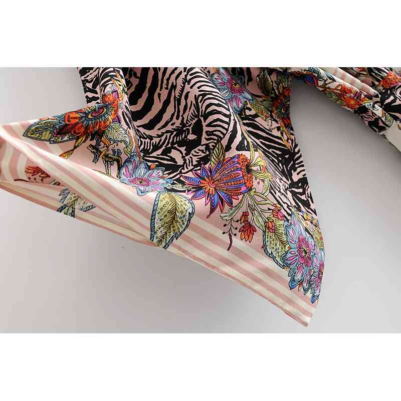 Bohemia Locate Floral Print Long Kimono Shirt Hippie Women Lacing up Tie Bow Sashes Cardigan Loose Blouse BOHO Tops Holiday 210429