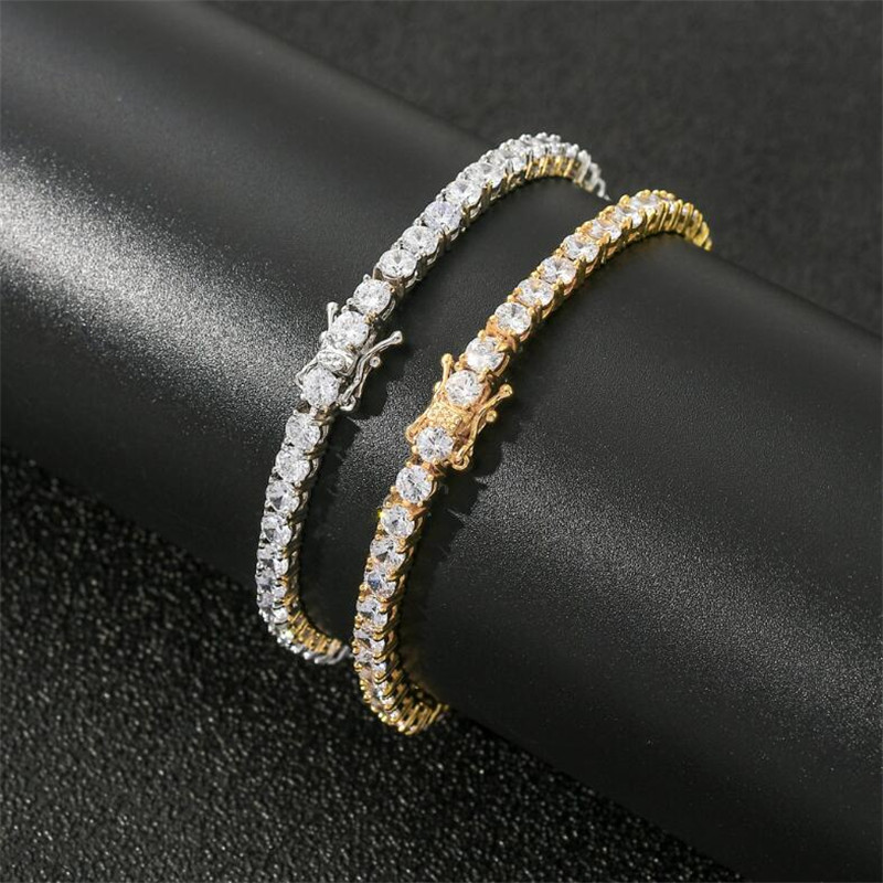 7inch-24inch Hip Hop Sparkling Luxury Jewelry Tennies Chain Pendant 3MM 4MM 5MM 5A Zircon CZ Diamond Gemstones Party 14KT White Rose Gold Fill Women M