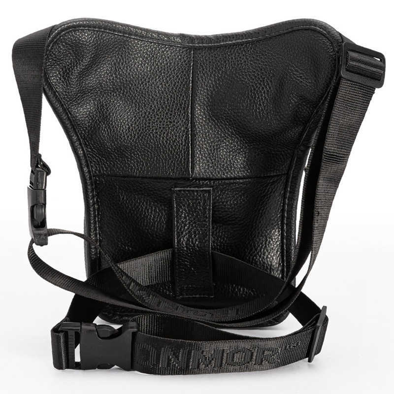 Men Genuine Leather Drop Leg Bag Waist Crossbody Fanny Pack Belt Hip Bum Travel Riding Motorcycle Messenger Shoulder 211006