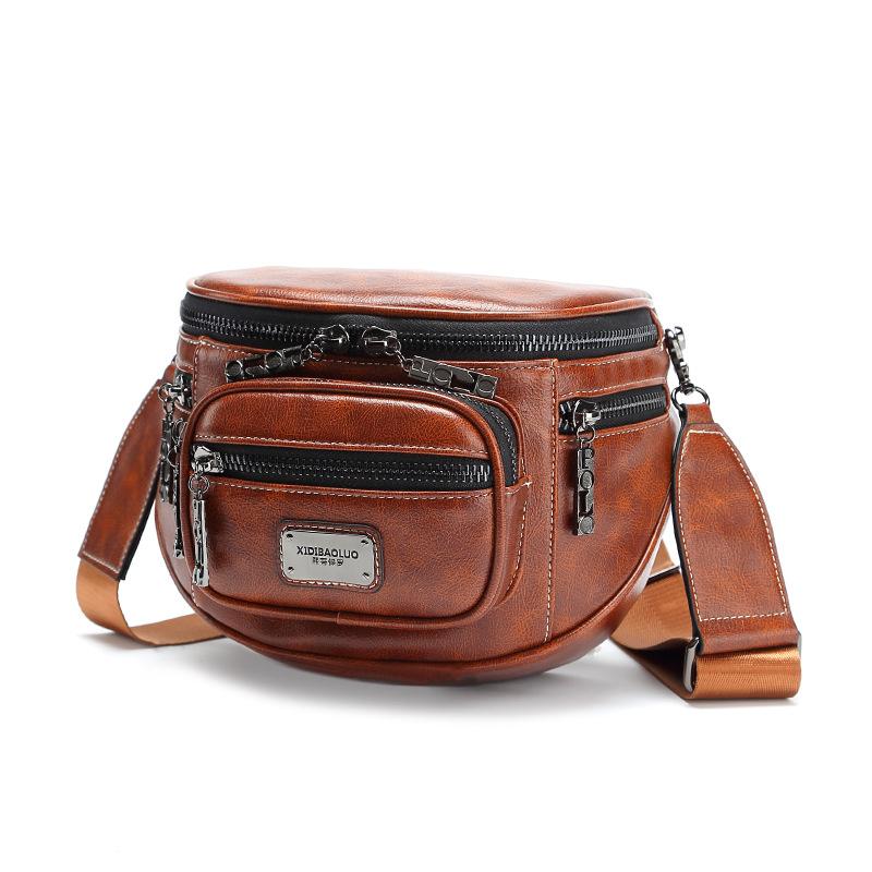 Waist Bags Chest Bag Oil Wax Leather Crossbody Multi-pocket Women Vintage Street Fashion Motorcycle Fanny Pack 
Waist Bags Chest Bag Oil Wax Leather Crossbody Multi-pocket Women Vintage Street Fashion Motorcycle Fanny Pack