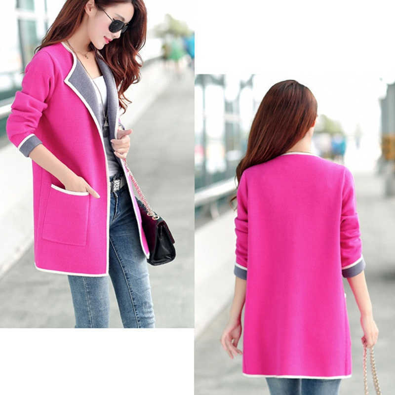 Spring Autumn Knitted Women Cardigan Korean Plus Size Jacket Fashion Medium Length Female Long Sleeve Sweater Ladies Tops 16805 211018