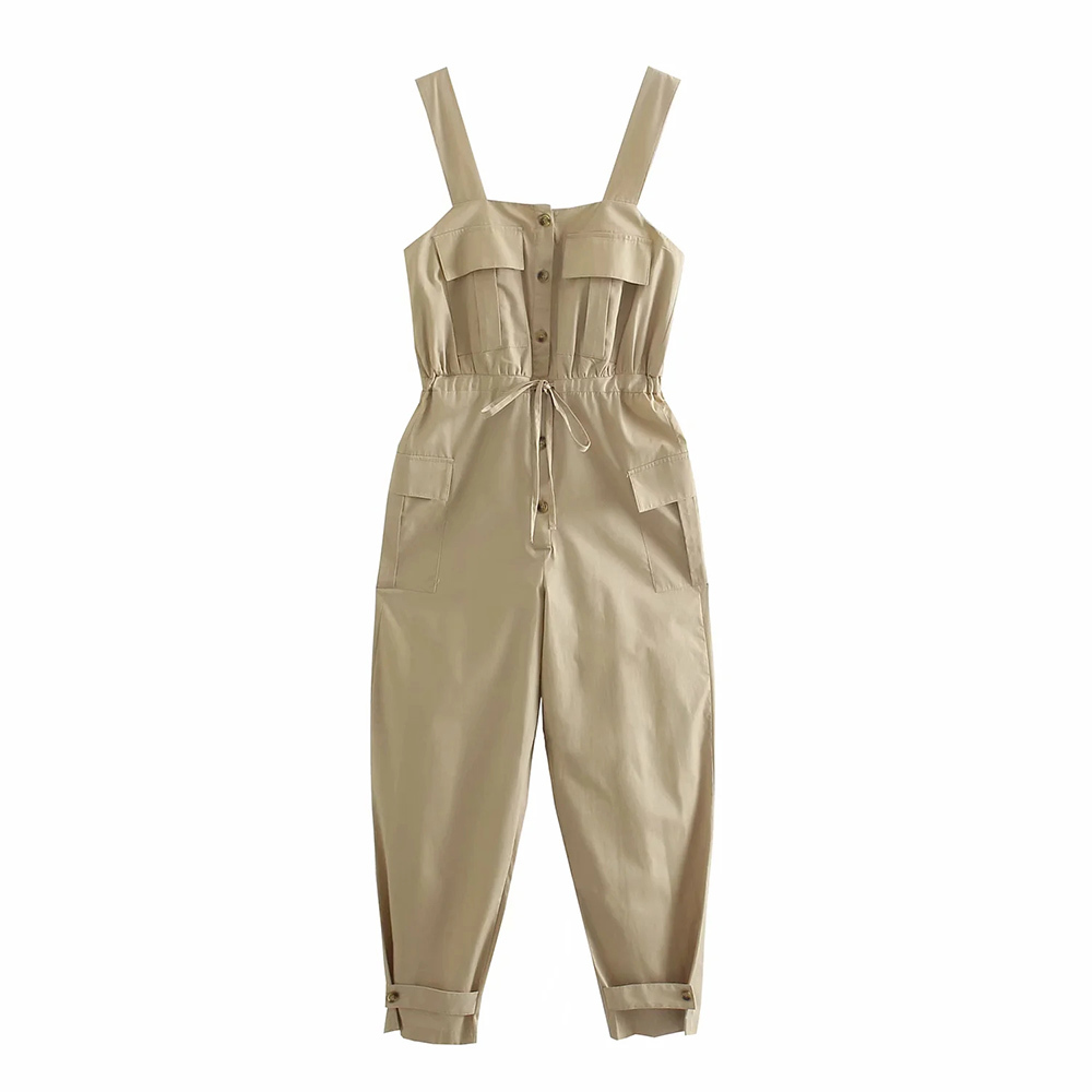 BBWM Summer Tooling Style Waist Tie Jumpsuits Romper Women High Fashion Female Button Female Casual Overalls 210520, Khaki
BBWM Summer Tooling Style Waist Tie Jumpsuits Romper Women High Fashion Female Button Female Casual Overalls 210520, Khaki