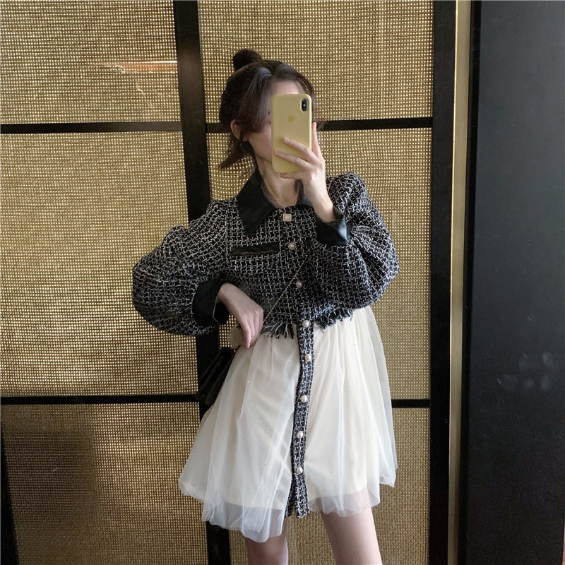 French Vintage Mini Dress Women Long Sleeve Button Fairy Retro Party Dress Female Dress Korean Autumn Clothing 210521