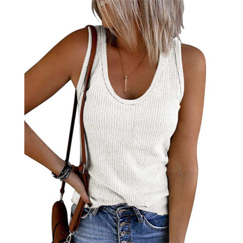 2021 spring and summer women's Clothing tanks top U-neck sleeveless rib knitted casual vest plus sizeT-shirt, White
2021 spring and summer women's Clothing tanks top U-neck sleeveless rib knitted casual vest plus sizeT-shirt, White
