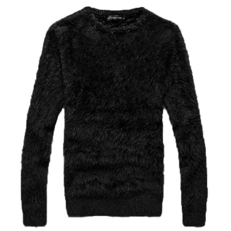 Sweater men's autumn and winter thick mohair long-sleeved O-neck knit pullover / fashion hot slim Slim thick warm sweater male Y0907