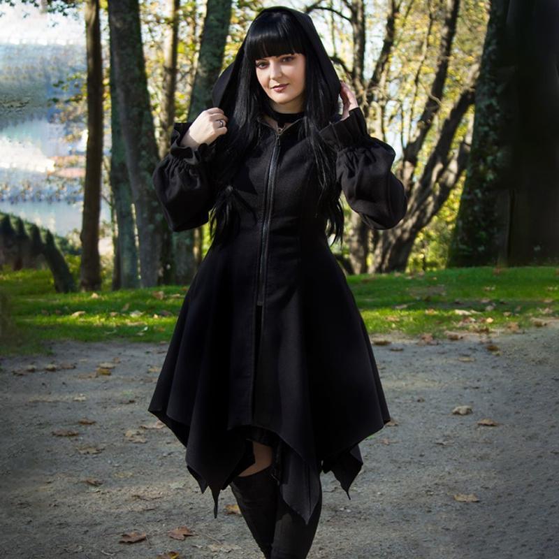 Ruibbit Gothic Vintage Black Hoodies Dress Goth Punk High Waist Zipper Long Sleeve Mini Streetwear Grunge Women Dresses Casual