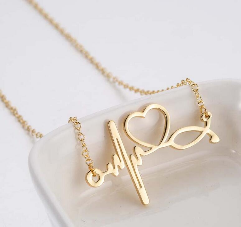 Simple Stainless Steel Necklaces Stethoscope Electrocardiogram Necklace Fashion Love Heart Choker Chain
Simple Stainless Steel Necklaces Stethoscope Electrocardiogram Necklace Fashion Love Heart Choker Chain