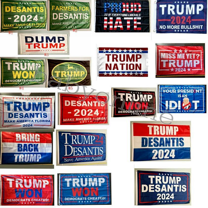 

Donald Trump Flags 3x5 ft 2024 Make America Great Florida Desantis Flag USA President Trump Won Banner Flags 90*150cm 496x1