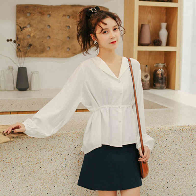 Arrival Spring Autumn Korea Fashion Women Long Sleeve V-neck Shirts All-matched Casual Yellow Blouses Ladies slim Tops S343 210512