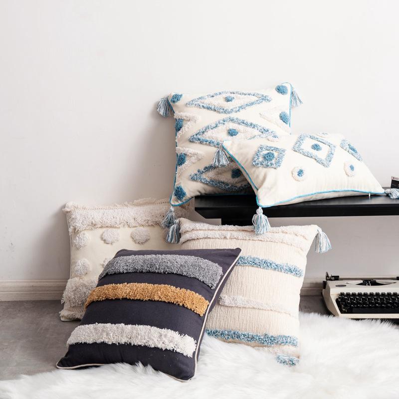 Cushion/Decorative Pillow Original Style 100% Cotton Canvas Embroidery Pilush Jacquard Cushion Cover White Geometry Stripe Deco Case
Cushion/Decorative Pillow Original Style 100% Cotton Canvas Embroidery Pilush Jacquard Cushion Cover White Geometry Stripe Deco Case