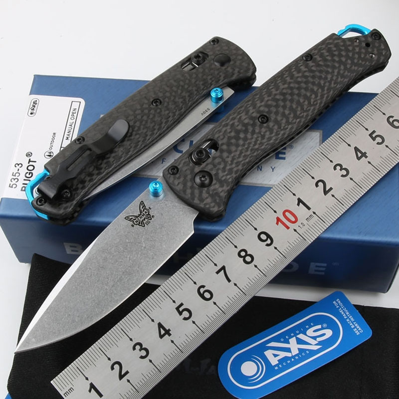 

BENCHMADE 535-3 Bugout AXIS Tactical Folding Knife 535 Carbon Fiber Handle S90V Blade Outdoor Camping Hunting Survival Pocket Utility EDC Tools BM9400 KNIFE