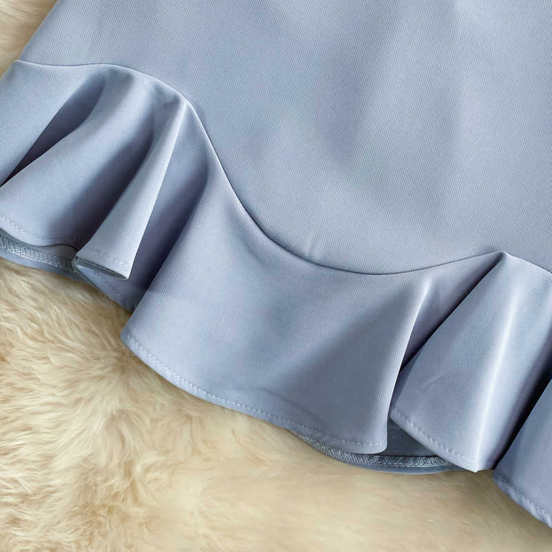 Woman Skirts Irregular Ruffle Sexy Slim Mini Skirt Summer Korean High Waist A-line Faldas Mujer Moda 6H032 210603