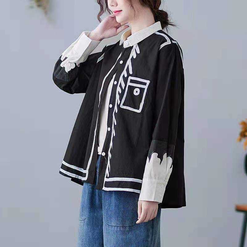Arrival Spring/autumn Women Loose Long Sleeve Cartoon Print Blouse Turn-down Collar Cotton Linen Casual Shirts W57 210608, White
Arrival Spring/autumn Women Loose Long Sleeve Cartoon Print Blouse Turn-down Collar Cotton Linen Casual Shirts W57 210608, White