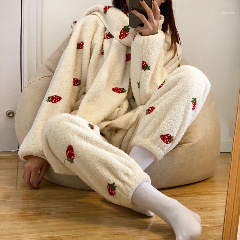 Lugentolo Plush Pajamas Two Piece Set Women Sweet And Cute Strawberry Print Scarf Pockets V-Neck Sets For Women1, Gray
Lugentolo Plush Pajamas Two Piece Set Women Sweet And Cute Strawberry Print Scarf Pockets V-Neck Sets For Women1, Gray