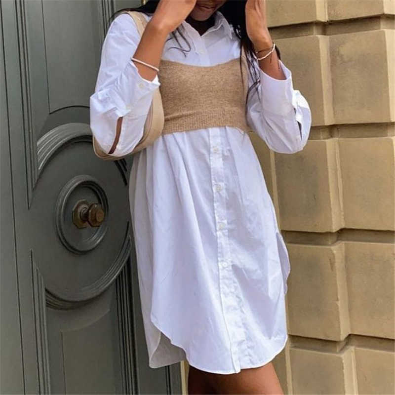 Elegant Women Turn Down Collar Shirts Fashion Ladies Solid White Loose Tops Streetwear Female Chic Oversize Long Blouses 210527