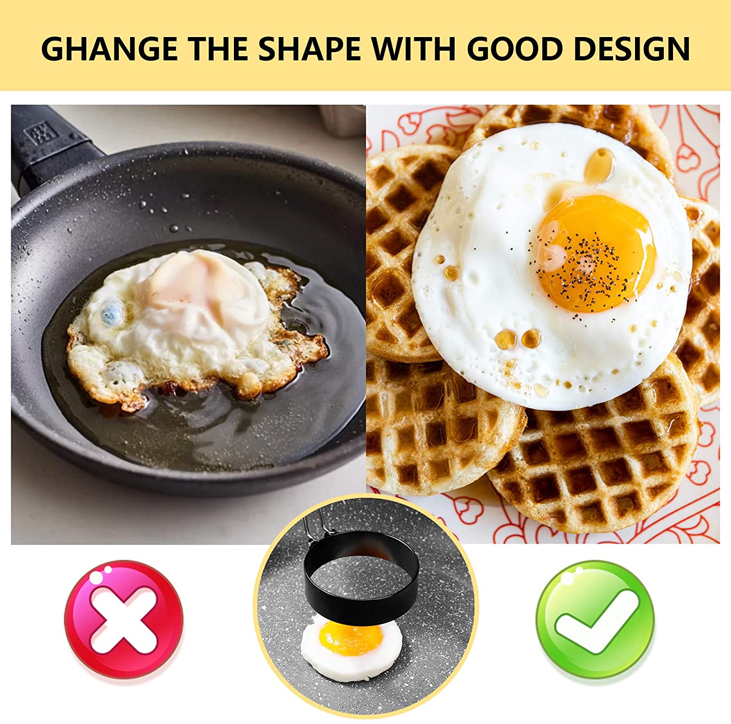 5PCS Egg Ring Stainless Steel Tool Round Omelette Mold for Frying Muffins Pancake Sandwiches