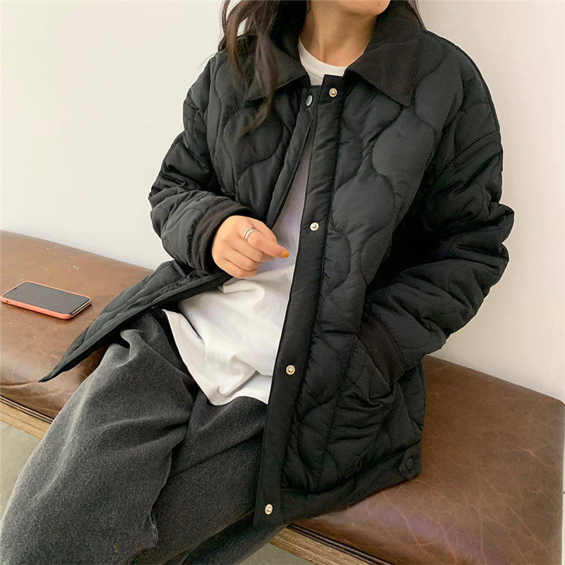 Winter Loose Casual Cover-Buttons Cardigans Jacket Fashion Outwear All-Match Brief Women Cotton Thick Warm Basic Jackets 210421