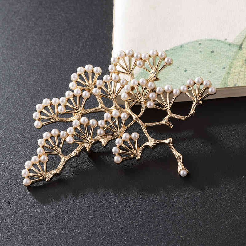 Brooch Full Pearl Ancient Pine Alloy Women's Flower Exquisite