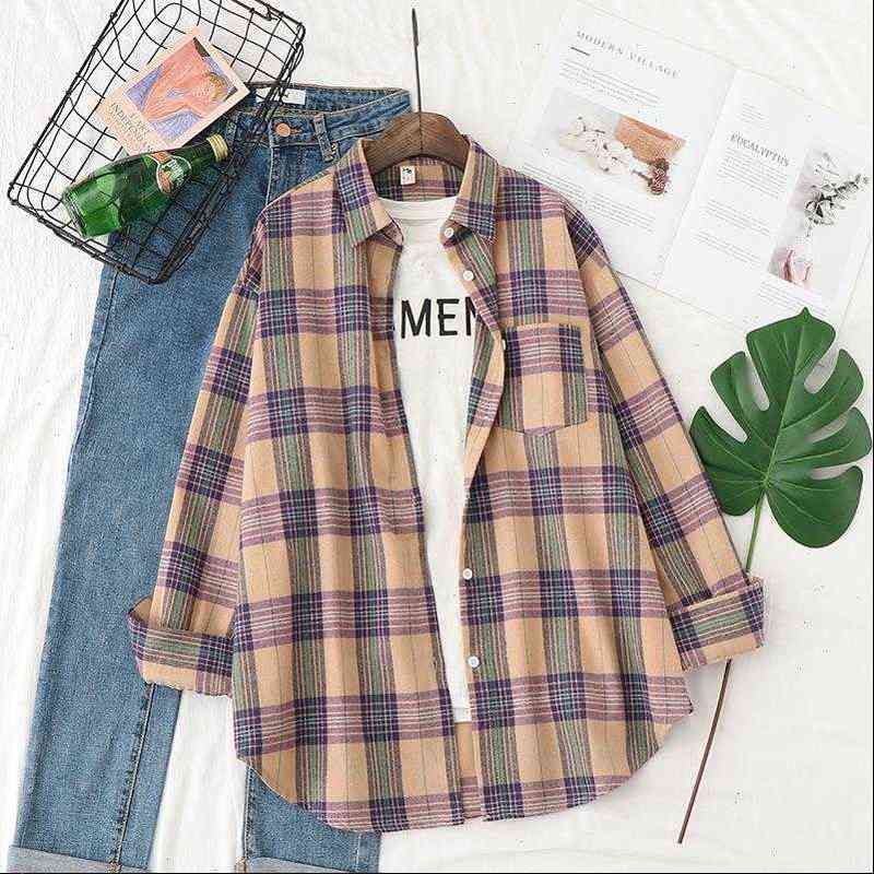 h.sa womens shirts women casual blouse and oversized plaid loose thick spring out jacket blusa mujer, White
h.sa womens shirts women casual blouse and oversized plaid loose thick spring out jacket blusa mujer, White
