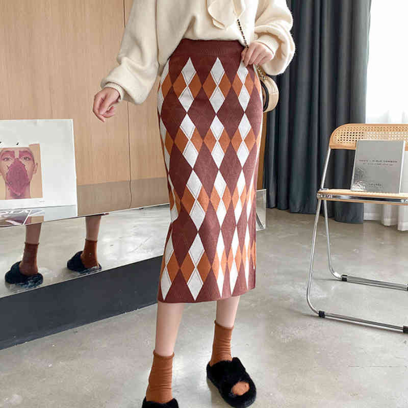 Casual Dresses Winter Cashmere Blend Colored Diamond Long Pencil Knitted Skirts High Waist Mid-calf Knit Tube 5SF7, Black
Casual Dresses Winter Cashmere Blend Colored Diamond Long Pencil Knitted Skirts High Waist Mid-calf Knit Tube 5SF7, Black
