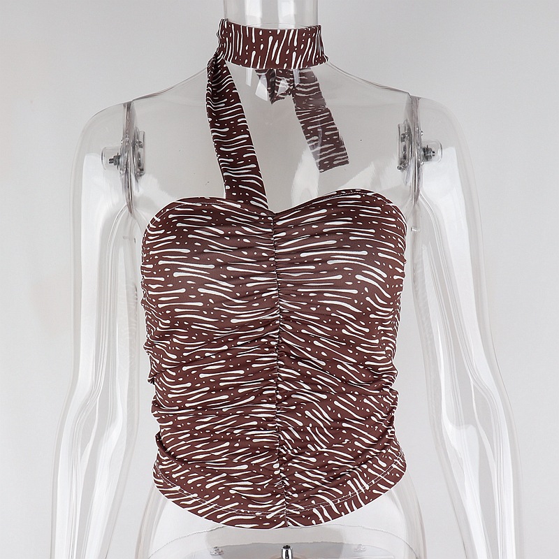 Chic Fashion Print Halter Brown Crop Tops for Women Sleeveless Baless Club Party Sexy Top Cropped Summer 2021high quality
Chic Fashion Print Halter Brown Crop Tops for Women Sleeveless Baless Club Party Sexy Top Cropped Summer 2021high quality