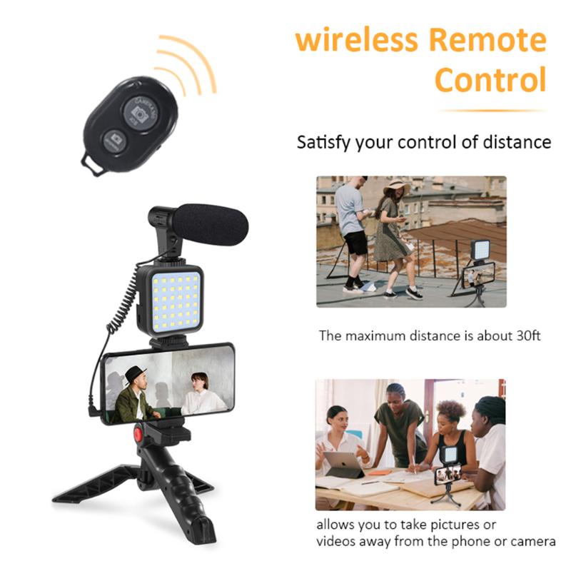 Professional Smartphone Video Kit Microphone LED Light Tripod Holder For Live Vlogging Pography YouTube Filmmaker Accessories Trip