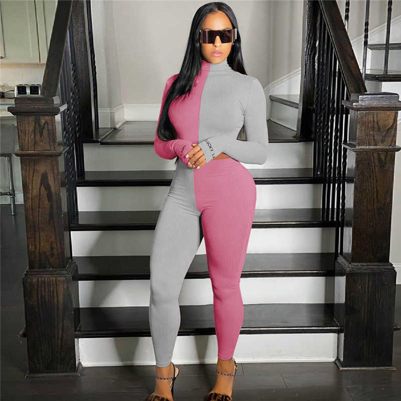Plus size 2X Women fall winter clothing outfits panelled two piece set long sleeve sweatshirt crop top pants casual tracksuits