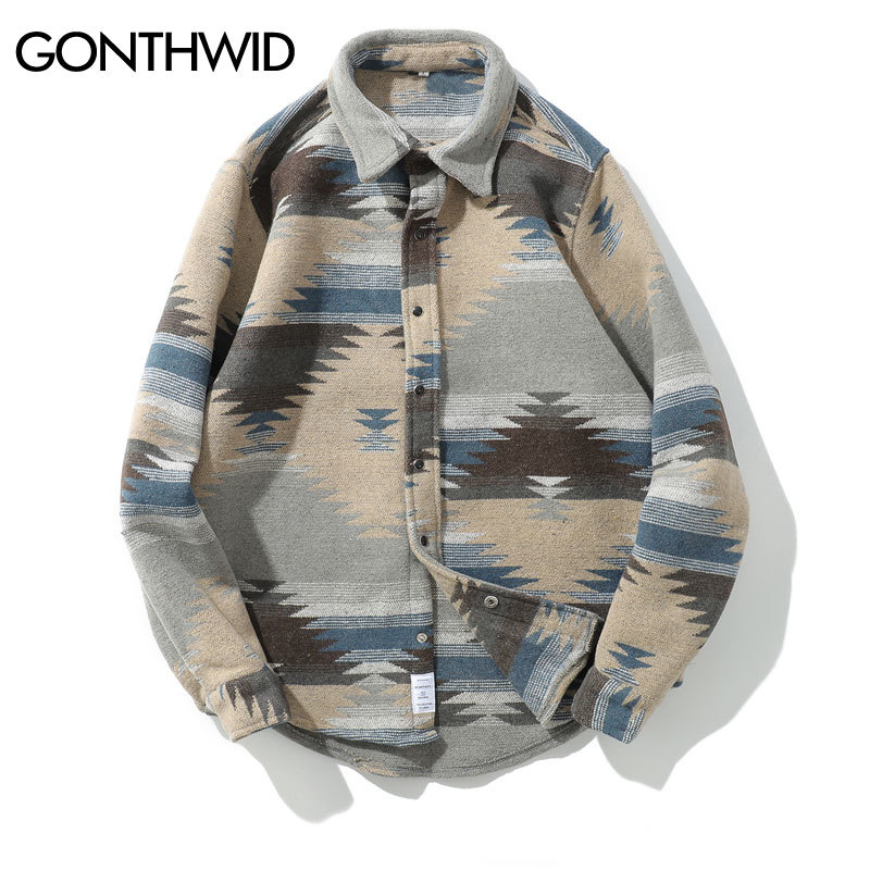 GONTHWID Hip Hop Tie Dye Snap Button Long Sleeve Shirts Men Fashion Casual Streetwear Dress Shirt Coats Male Hipster Shirts Tops 210410