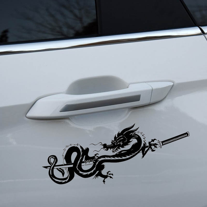 18.2*7.6CM Oem Dragon Samurai Symbol Car Sticker Decal Soldier Black/Silver Covering The Body Vinyl