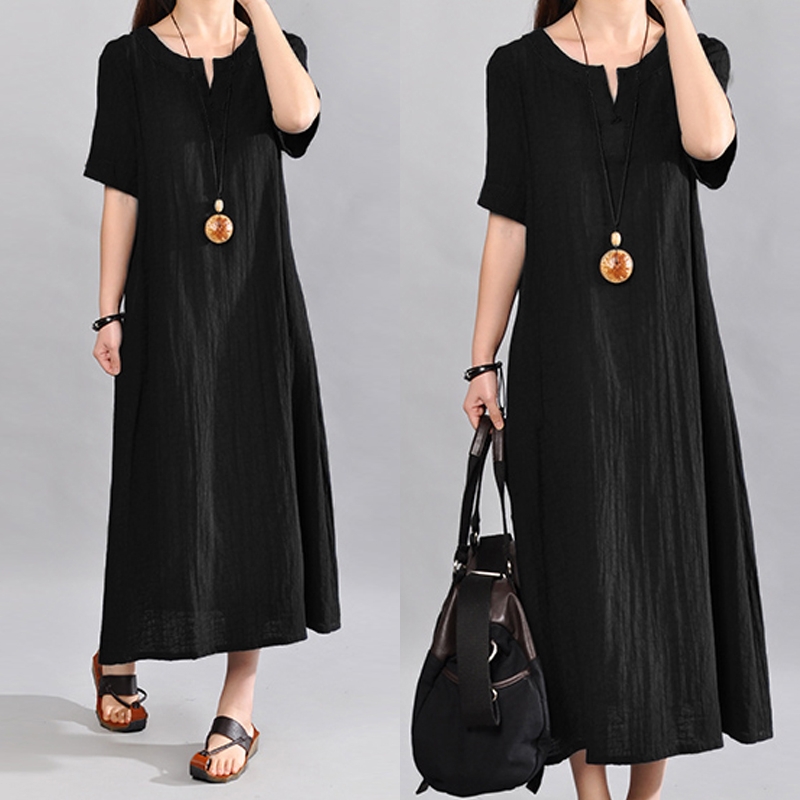 5XL Celmia Women Vintage Linen Dress 2021 Summer V Neck Short Sleeve Solid Pockets Casual Loose Midi Dresses Oversized Vestidos, Black
5XL Celmia Women Vintage Linen Dress 2021 Summer V Neck Short Sleeve Solid Pockets Casual Loose Midi Dresses Oversized Vestidos, Black