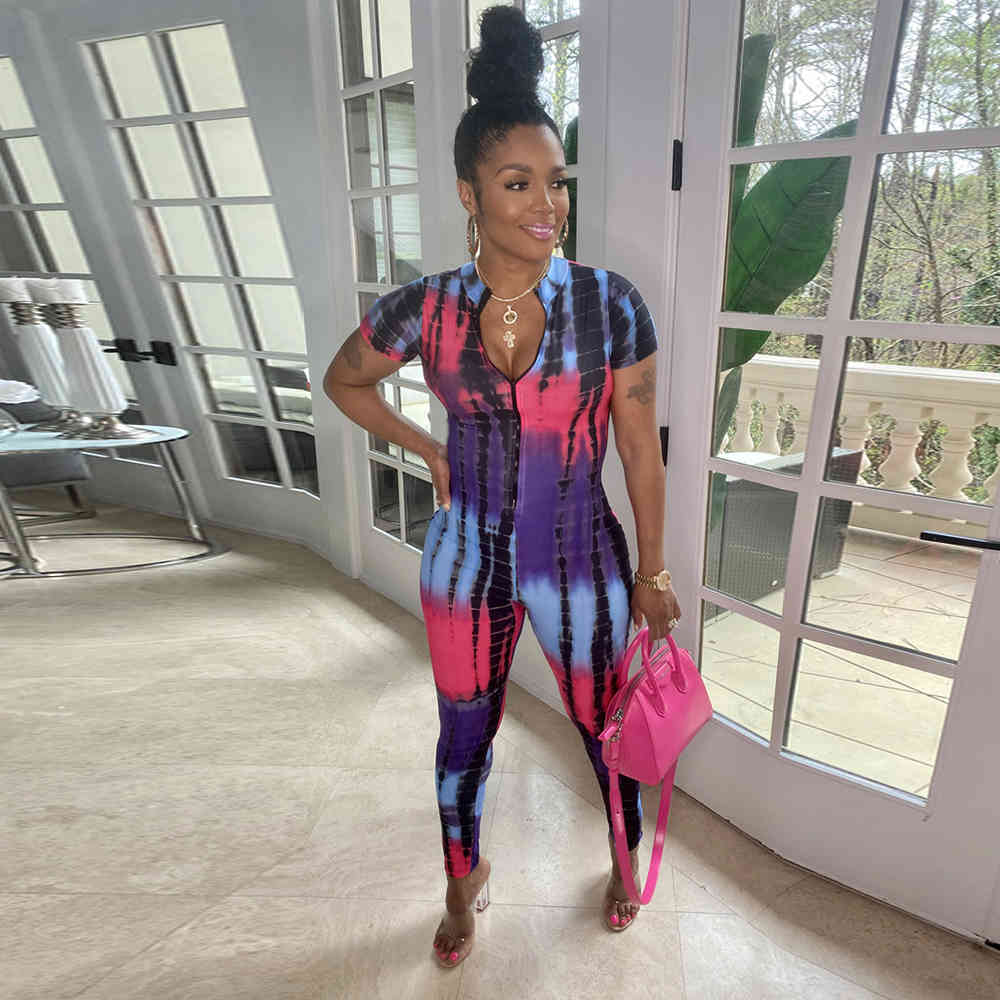 Street Style Tie Dye Print Rompers Womens Jumpsuit Short Sleeve Front Zipper Skinny Overall Summer Ladies Slim Outfit 210520, Blue
Street Style Tie Dye Print Rompers Womens Jumpsuit Short Sleeve Front Zipper Skinny Overall Summer Ladies Slim Outfit 210520, Blue