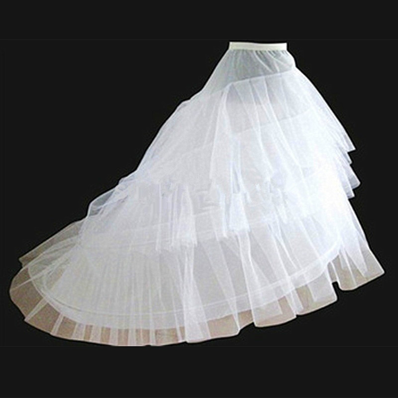 White Petticoats Hoop 3 Layers Crinoline Petticoats For Wedding Dresses long train petticoat